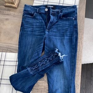 Lace up bottom jeans